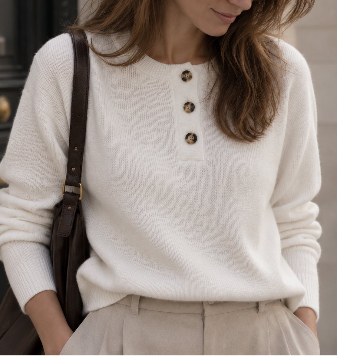Le Pull Henley Côtelé