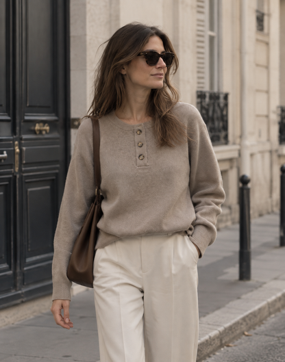 Le Pull Henley Côtelé