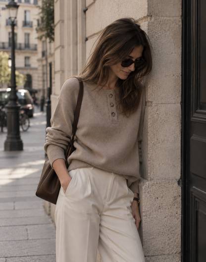 Le Pull Henley Côtelé
