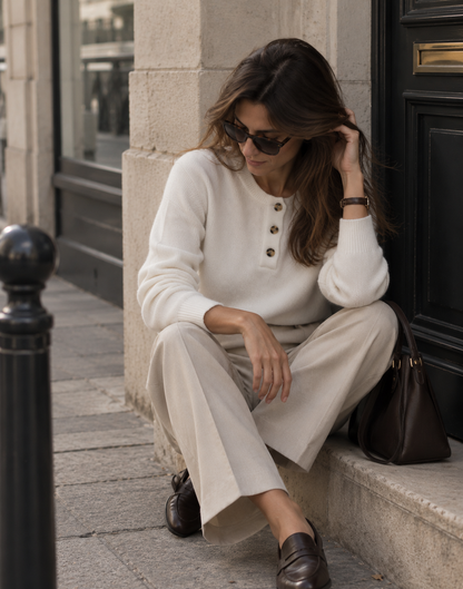 Le Pull Henley Côtelé