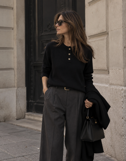 Le Pull Henley Côtelé
