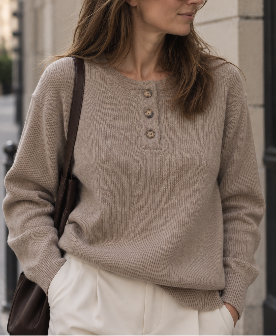 Le Pull Henley Côtelé